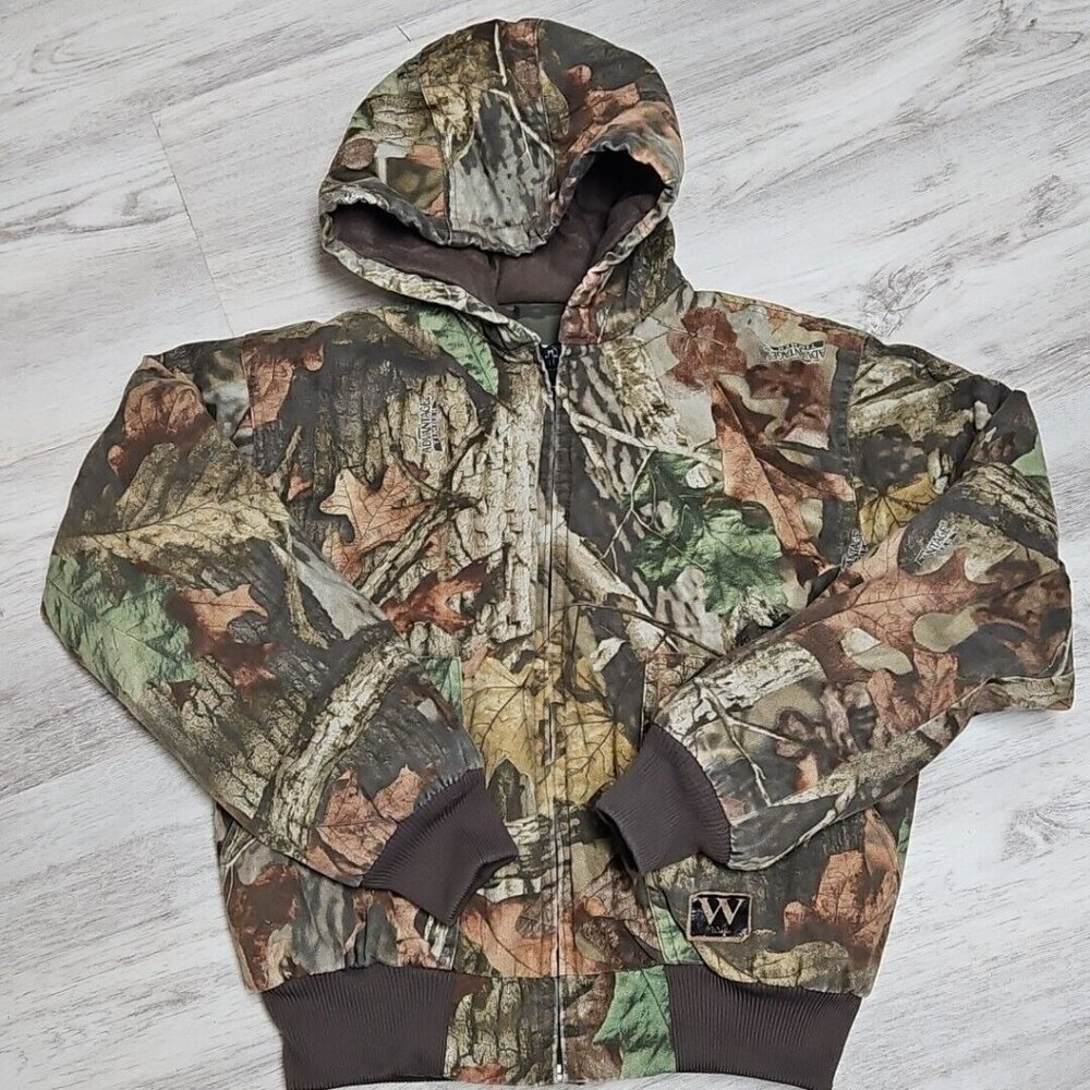 Walls Insulated Bomber Coat Boys Sz M Hooded Camo Noise Reducing Hunting Jacket